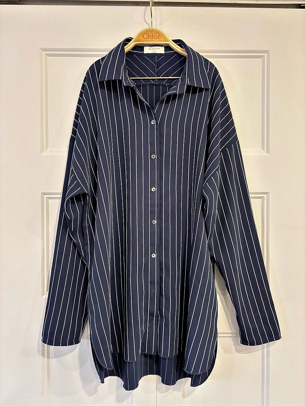 BABATON Striped Button Down in Blue & White . Medium size - Picture 5 of 6